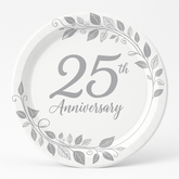 25th Anniversary Metallic Round Dinner Plates, 10.5-Inch, 8-Pack